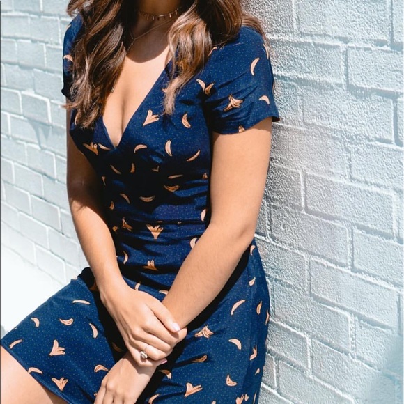 Zara Mini Banana Navy Dress - Picture 1 of 3